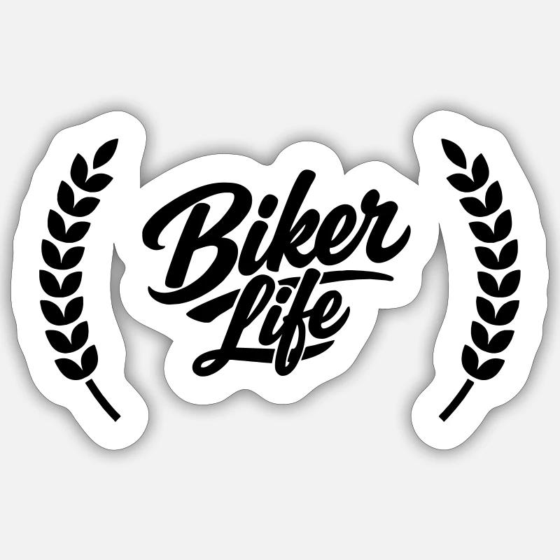 La vie des motards - Sticker taille S (10 x 10 cm) - blanc mat