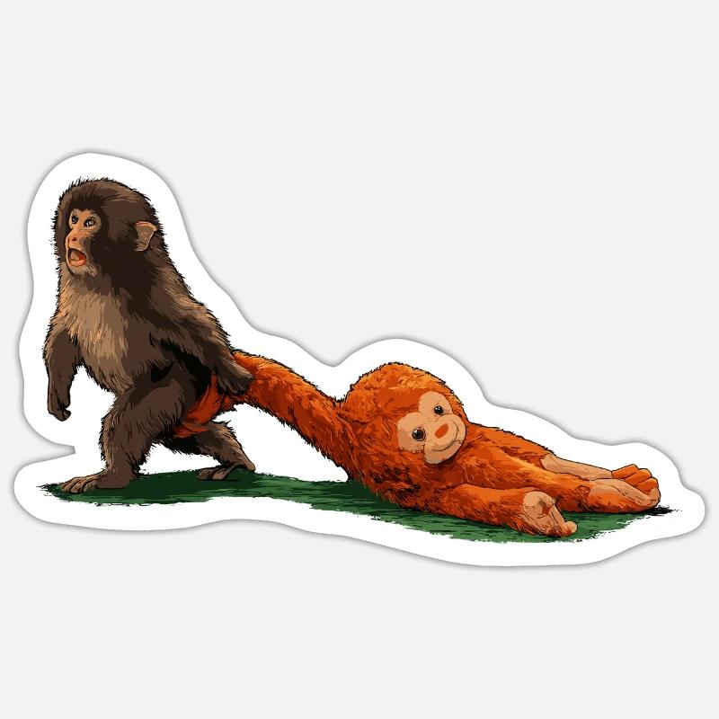 Frappe le singe - Sticker taille S (10 x 10 cm) - blanc mat
