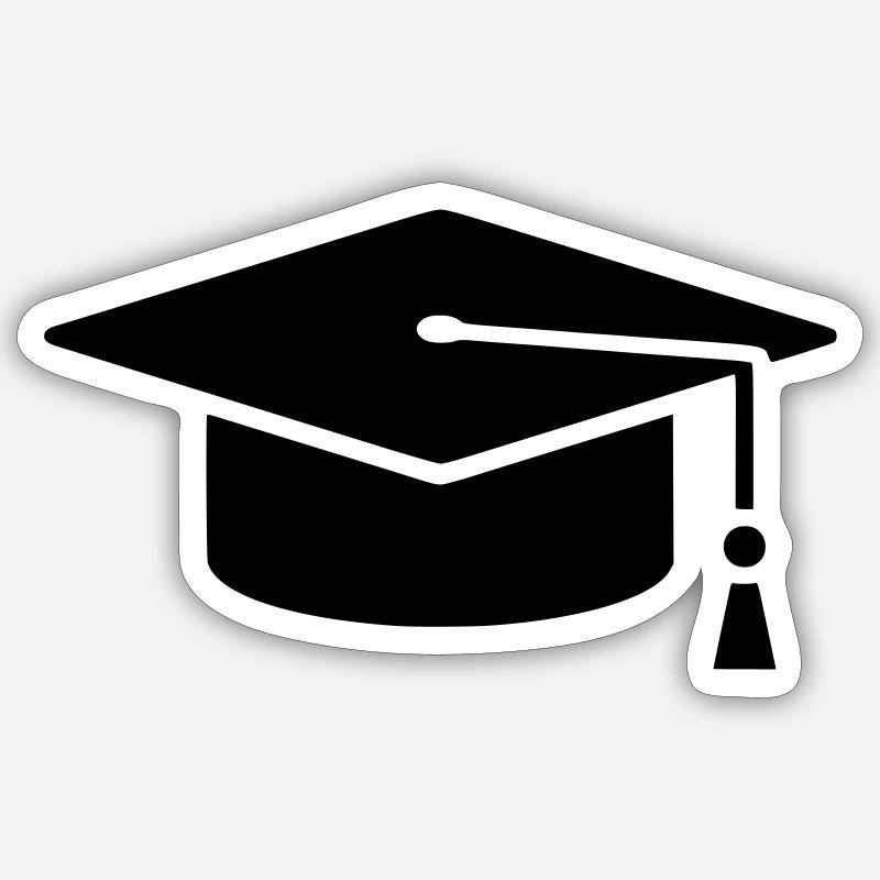 Graduation Cap Absolvent Logo - Sticker Größe S (10 x 10 cm) - Mattweiß