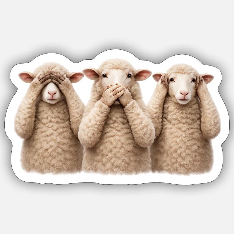 The Three Sheep - Sticker size S (10 x 10 cm) - white matte
