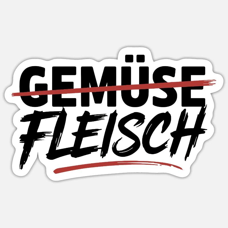  Gemüse Durchgestrichen Fleisch Unterstrichen - Sticker Größe S (10 x 10 cm) - Mattweiß