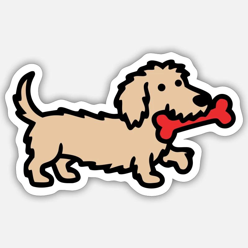 Terrier Doodle Knochen Comic - Sticker Größe S (10 x 10 cm) - Mattweiß