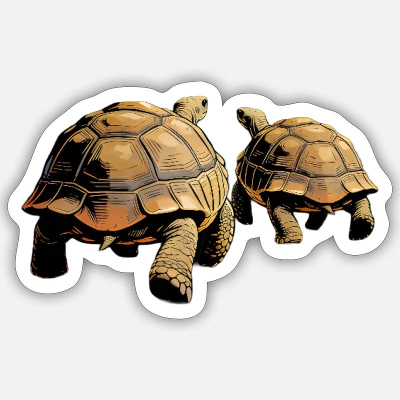 Duo Schildkröten im Abendlicht - Sticker Größe S (10 x 10 cm) - Mattweiß