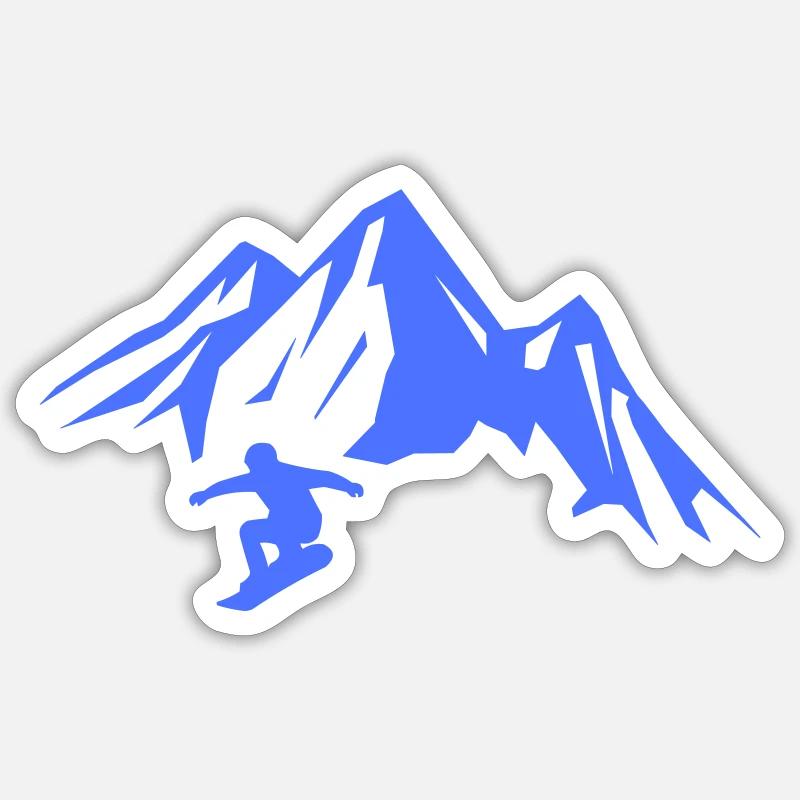 snowboard_berge- - Sticker size S (10 x 10 cm) - white matte
