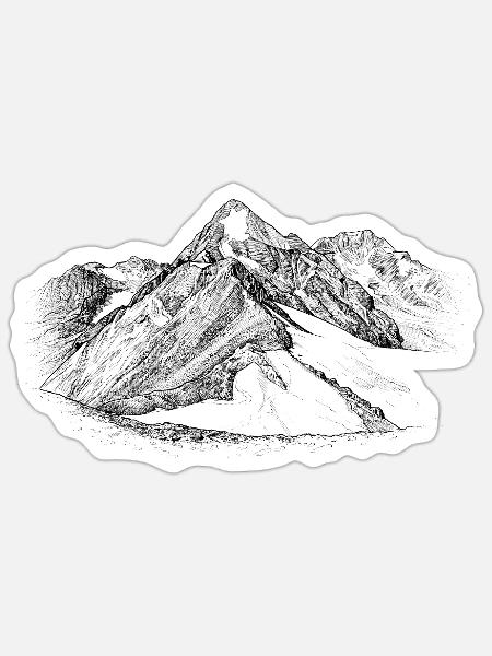 Königspitze Silhouette Ortler-Alpen Gipfel Design - Sticker Größe S (10 x 10 cm) - Mattweiß