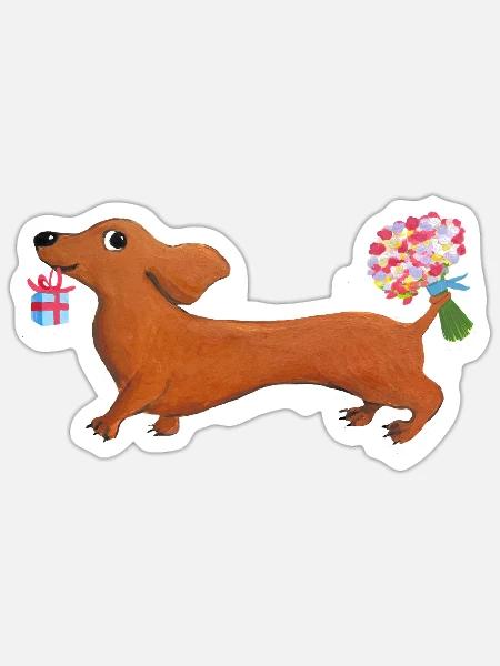Sausagedog Jutta Bücker Bestseller - Sticker Größe S (10 x 10 cm) - Mattweiß
