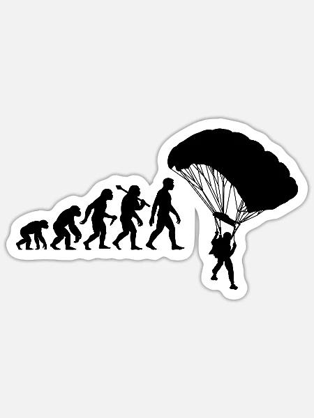 Fallschirmspringer Evolution Fallschirm Springen - Sticker Größe S (10 x 10 cm) - Mattweiß