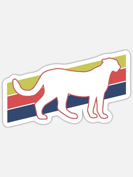 Gepard Retro Silhouette - Sticker Größe S (10 x 10 cm) - Mattweiß