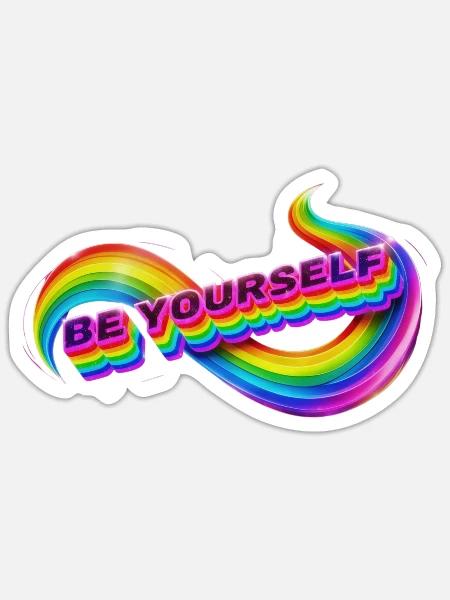 Sei du selbst, Regenbogenband - Sticker Größe S (10 x 10 cm) - Mattweiß