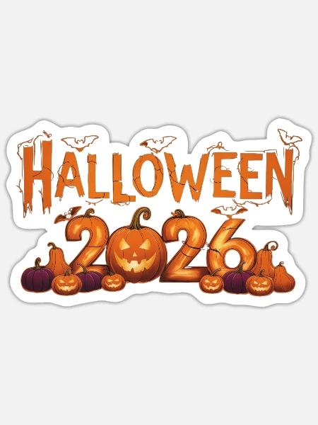 Halloween 2026 Kürbisse leuchten - Sticker Größe S (10 x 10 cm) - Mattweiß