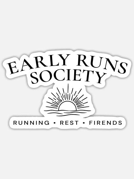 Early Runs Gesellschaft – Morgenlaufclub - Sticker Größe S (10 x 10 cm) - Mattweiß