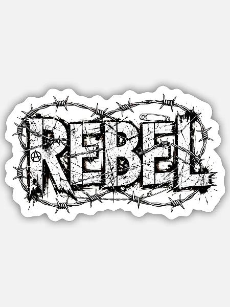 Rebellen-Stacheldrahttypografie - Sticker Größe S (10 x 10 cm) - Mattweiß