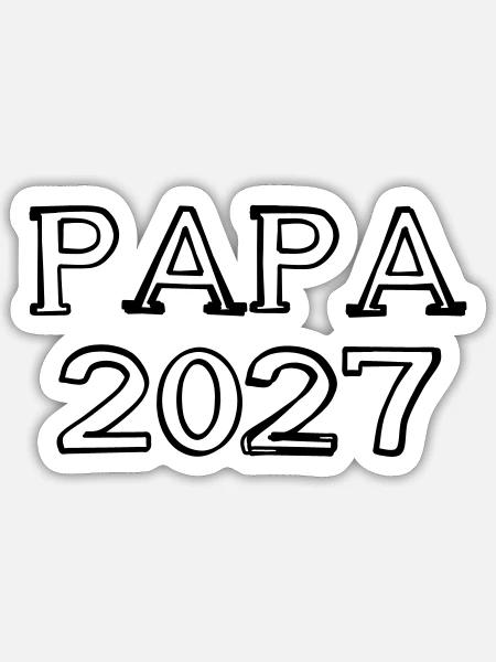 Papa 2027 Schriftzug handgezeichnet - Sticker Größe S (10 x 10 cm) - Mattweiß