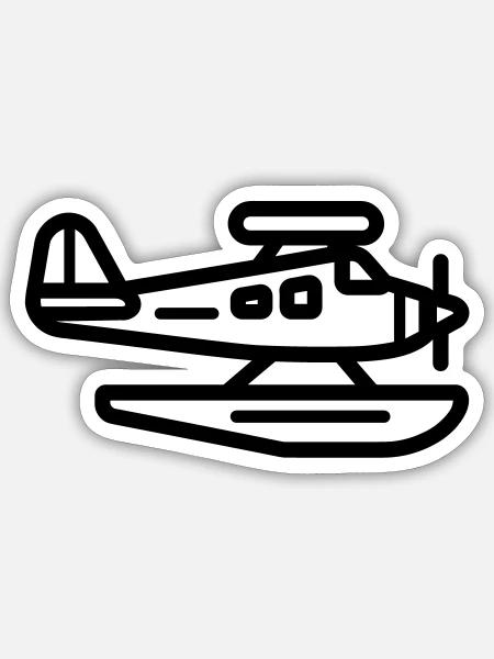 Wasserflugzeug - Sticker Größe S (10 x 10 cm) - Mattweiß