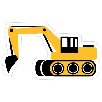 Excavateur - Sticker taille S (10 x 10 cm) - blanc mat - Devant