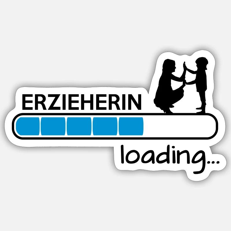 Erzieherin loading - Ausbildung - Sticker Größe S (10 x 10 cm) - Mattweiß
