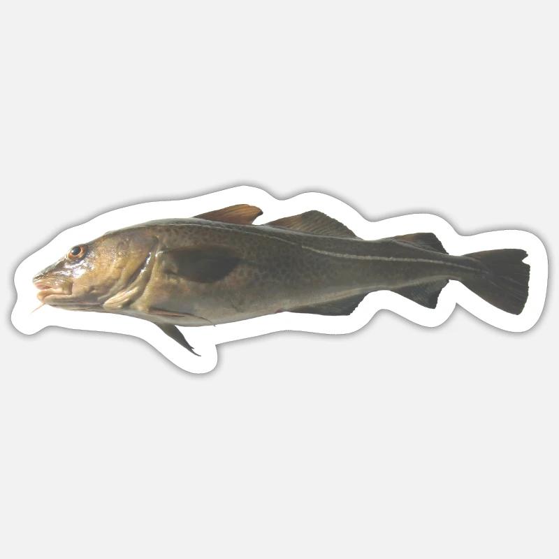 morue - Sticker taille S (10 x 10 cm) - blanc mat