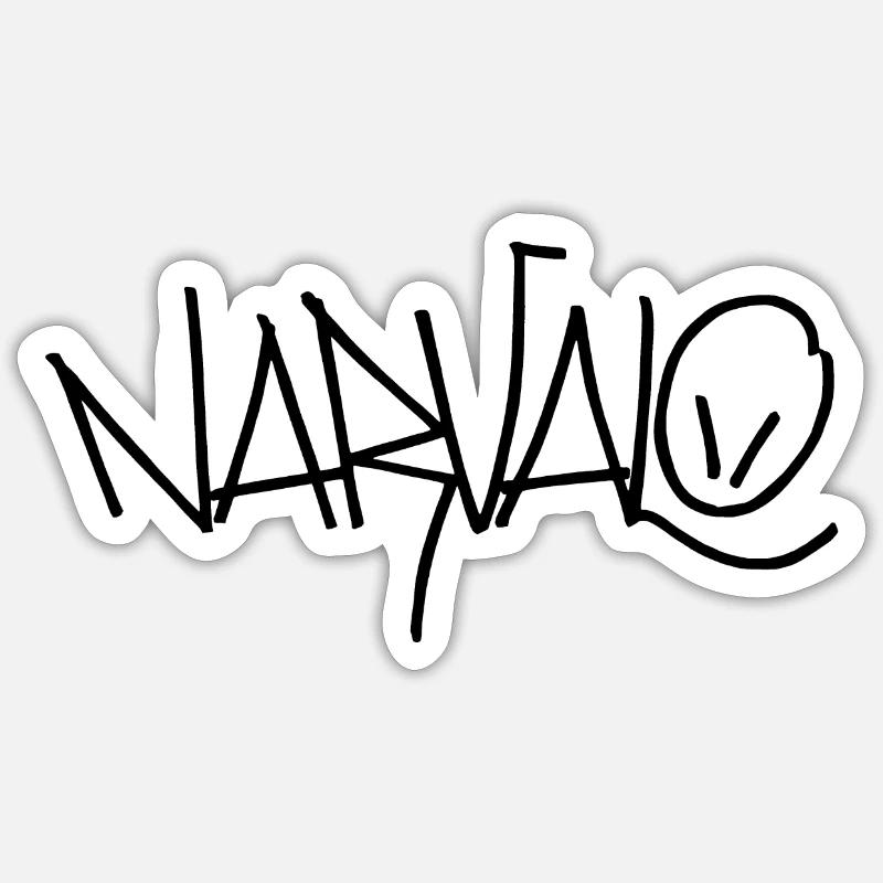 narvalo noir - Sticker taille S (10 x 10 cm) - blanc mat