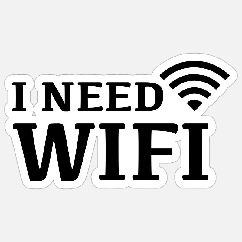 Wifi internet - Sticker taille S (10 x 10 cm) - blanc mat