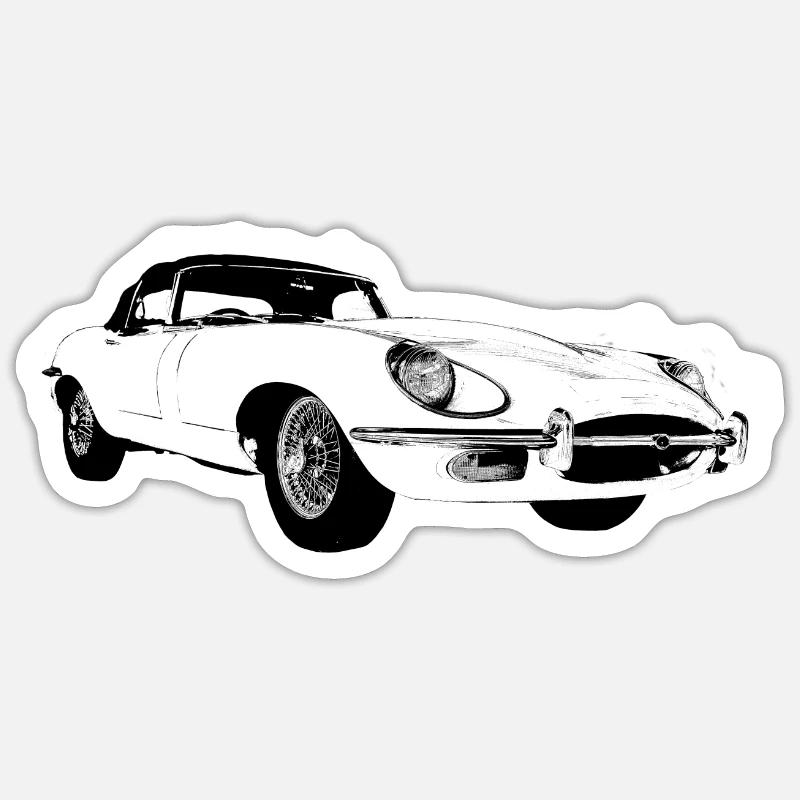 E type jag - Sticker size S (10 x 10 cm) - white matte