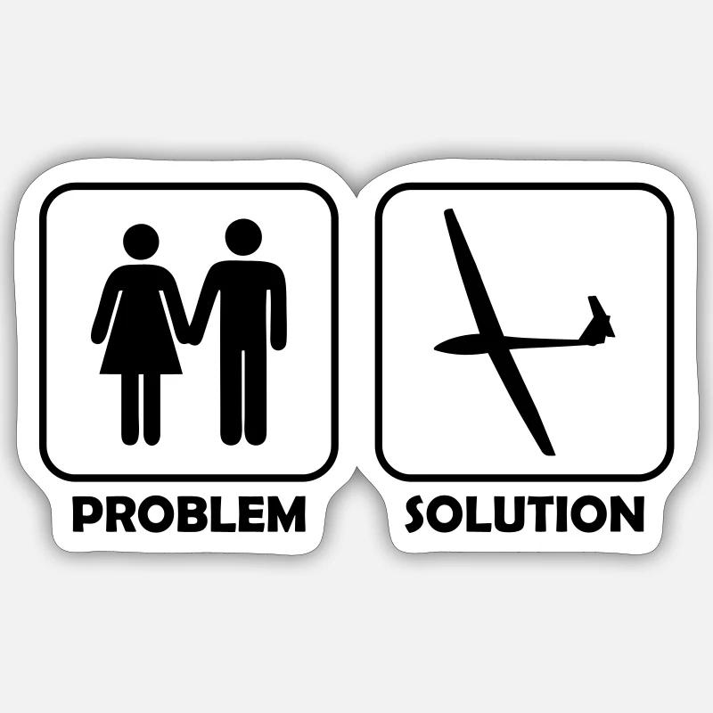 Problem gelöst Segelflieger Geschenk Sport - Sticker Größe S (10 x 10 cm) - Mattweiß