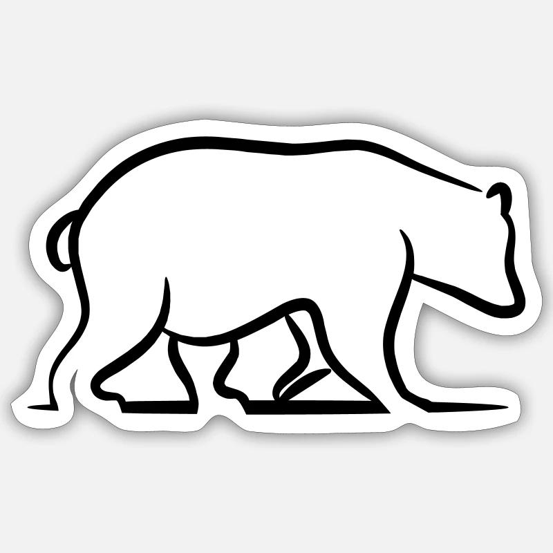 Ours brun - Grizzly - Sticker taille S (10 x 10 cm) - blanc mat
