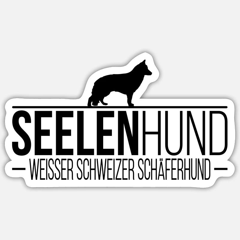 WEISSER SCHWEIZER SCHÄFERHUND Seelenhund - Sticker Größe S (10 x 10 cm) - Mattweiß