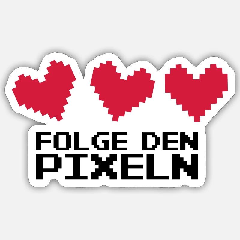 Folge den Pixeln! 8-Bit Retro - Sticker Größe S (10 x 10 cm) - Mattweiß