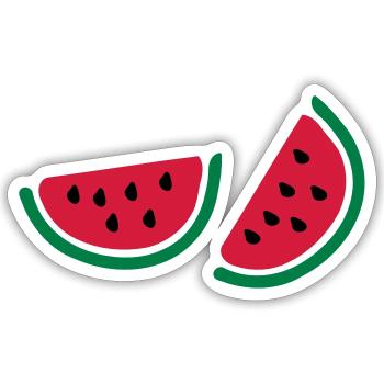 Halb watermelon_fruits - Sticker Größe S (10 x 10 cm) - Mattweiß - Vorne