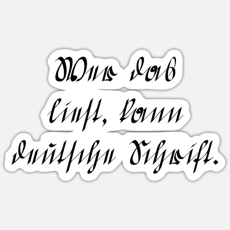 Écriture allemande - Sticker taille S (10 x 10 cm) - blanc mat