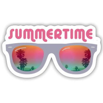 Summertime - Sonnenbrille - Sticker Größe S (10 x 10 cm) - Mattweiß - Vorne