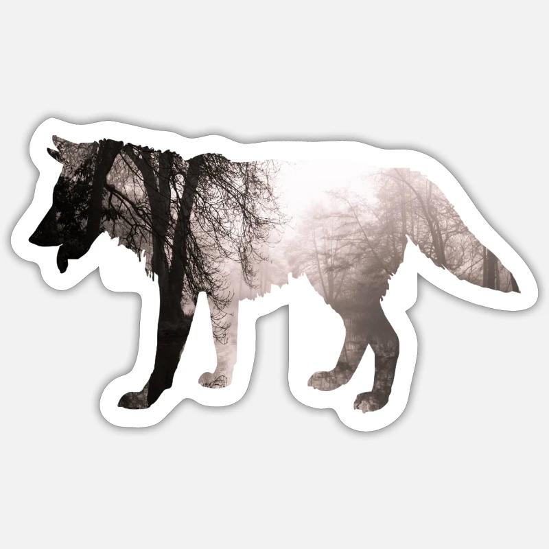 Wolf - Sticker taille S (10 x 10 cm) - blanc mat