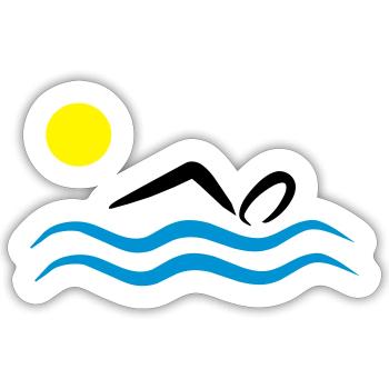 natation - Sticker taille S (10 x 10 cm) - blanc mat - Devant