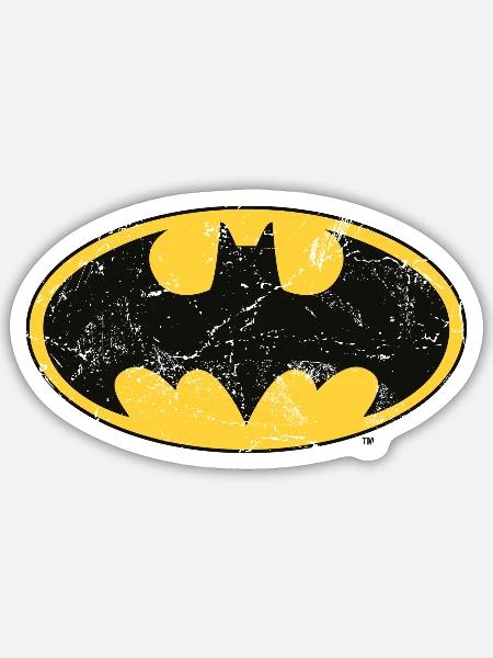 Batman logo Vintage homme Tee shirt manches des lo - Sticker taille S (10 x 10 cm) - blanc mat