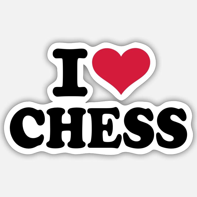 I love Chess - Sticker taille S (10 x 10 cm) - blanc mat