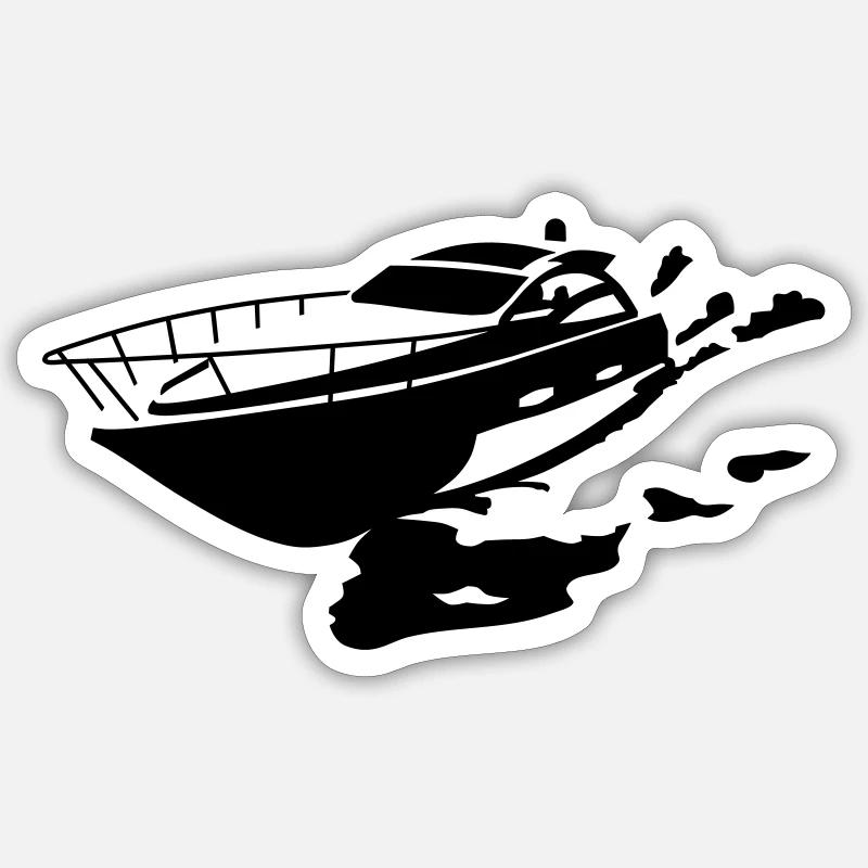Motorboot - Sticker Größe S (10 x 10 cm) - Mattweiß