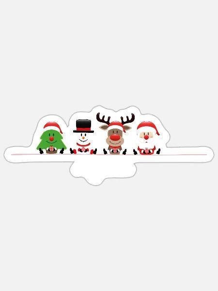 Merry Christmas Elch, Schneemann, Weihnachtsmann - Sticker Größe S (10 x 10 cm) - Mattweiß