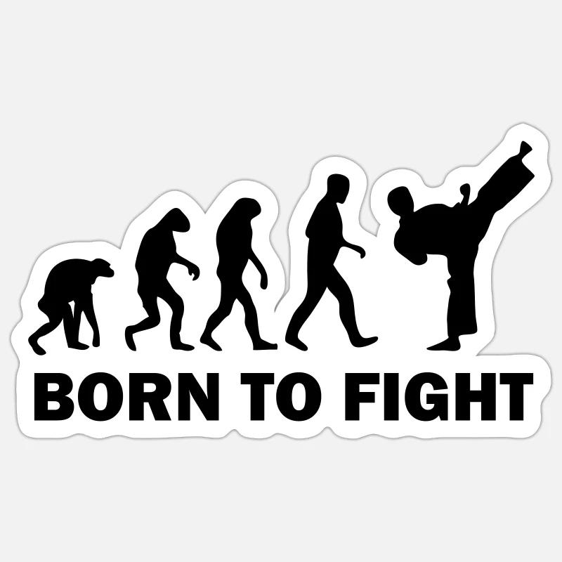 born to fight - Sticker taille S (10 x 10 cm) - blanc mat