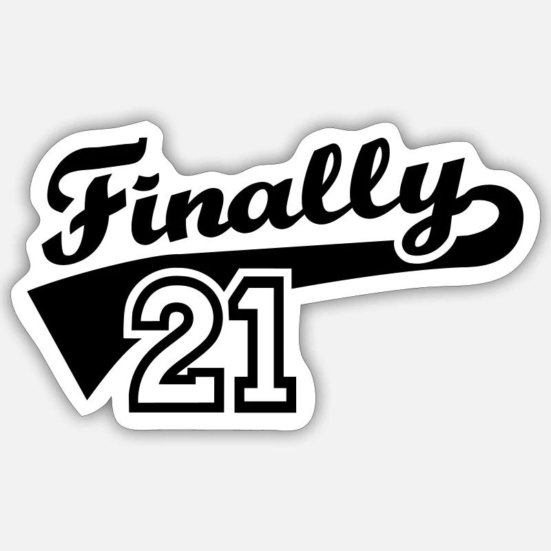 21. Geburtstag - Sticker Größe S (10 x 10 cm) - Mattweiß