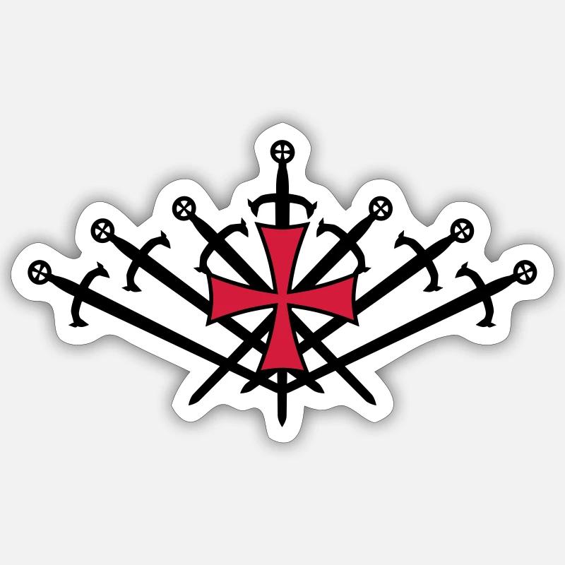 24 Chevaliers Croix 7 Sept épées Sticker taille S (10 x 10 cm)