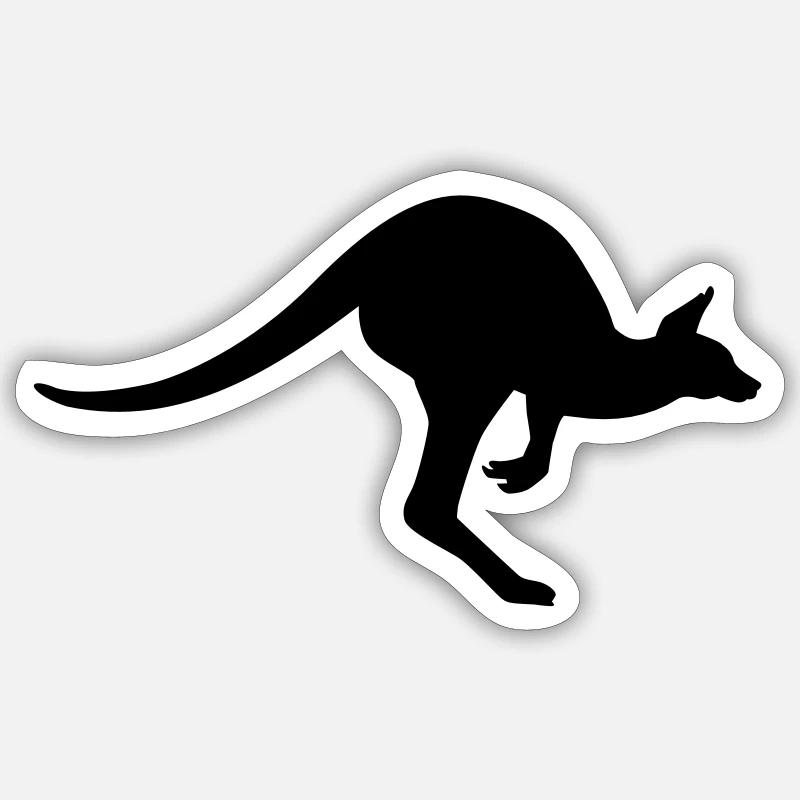 Kangourou - Sticker taille S (10 x 10 cm) - blanc mat