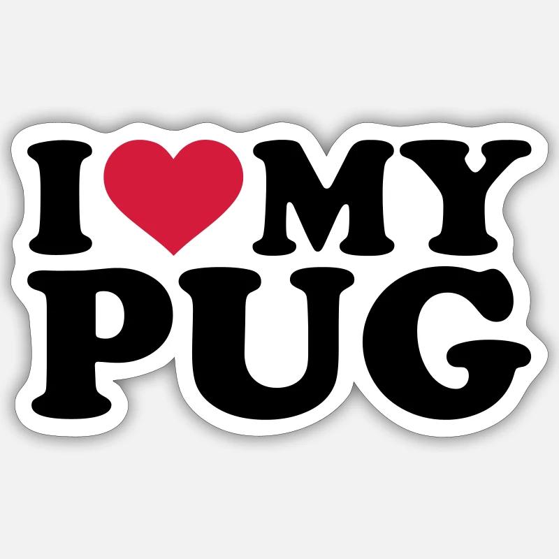 Mops - Sticker Größe S (10 x 10 cm) - Mattweiß