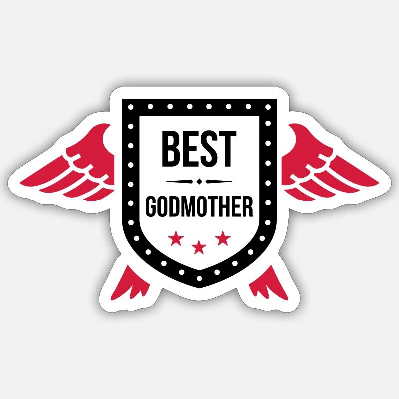 Best Godmother - Sticker taille S (10 x 10 cm) - blanc mat