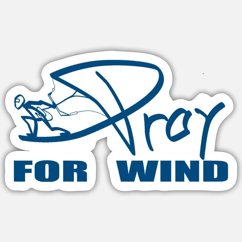 PRAY FOR WIND blau - Sticker Größe S (10 x 10 cm) - Mattweiß
