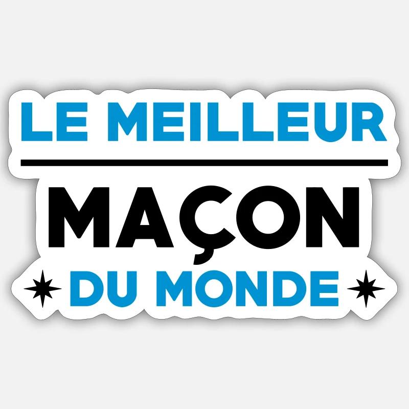 Maçon / Maçonnerie / Maconnerie / Macon - Sticker taille S (10 x 10 cm) - blanc mat