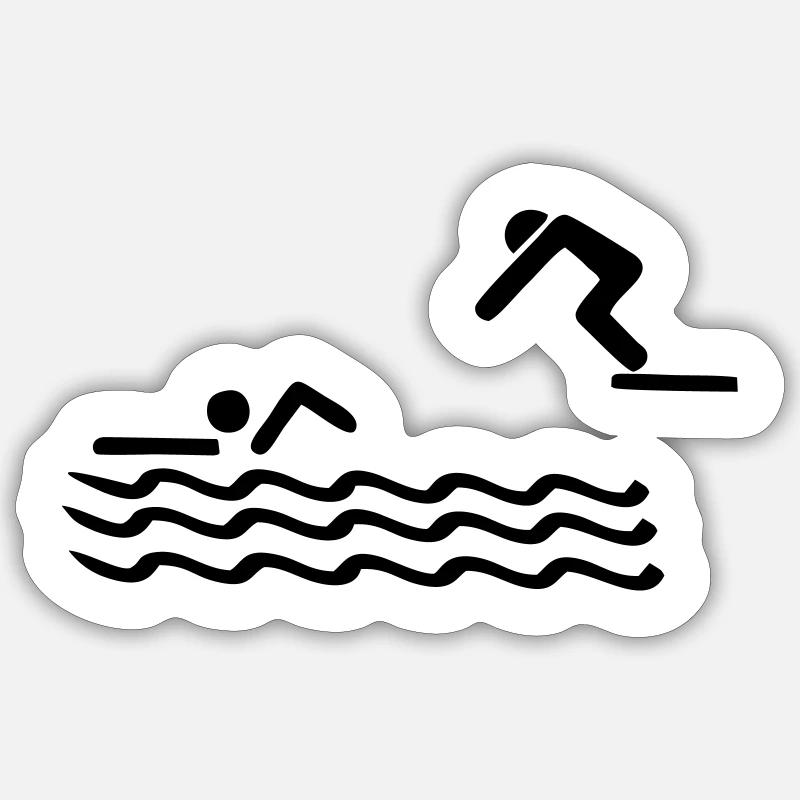 Natation, nageur - Sticker taille S (10 x 10 cm) - blanc mat