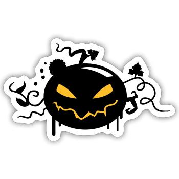 black halloween pumpkin with glowing eyes - Sticker size S (10 x 10 cm) - white matte - Front