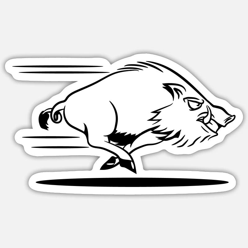 Wild boar dangerous race - Sticker size S (10 x 10 cm) - white matte