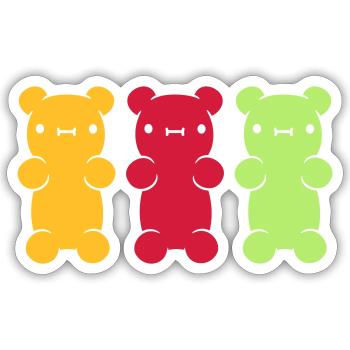 3 colorful gummy bears - Sticker size S (10 x 10 cm) - white matte - Front