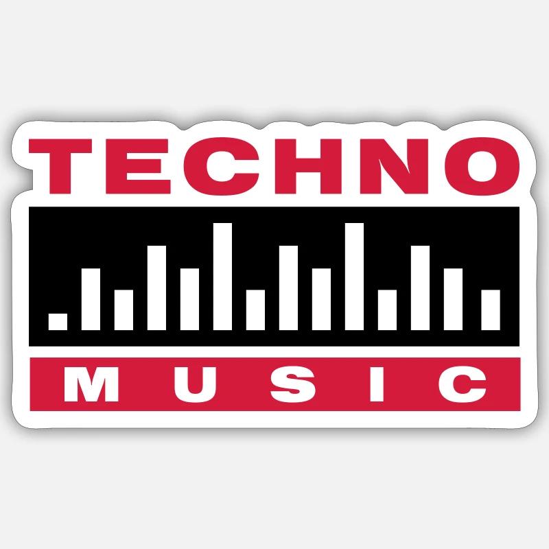 Techno Music - Sticker Größe S (10 x 10 cm) - Mattweiß